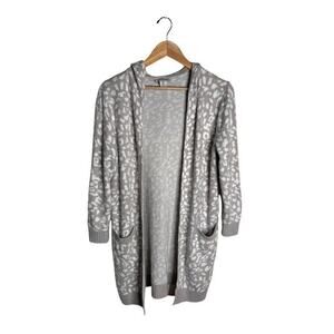 Rachel Zoe Cardigan Gray Leopard Print Size Small Hooded Pockets EUC